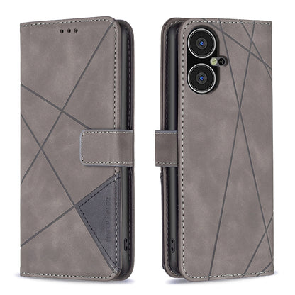 Tecno Pova Neo 3 Wallet Case – Rhombus Texture PU Leather, Magnetic Buckle, Card Slots, Stand Function, Shockproof Protective Cover