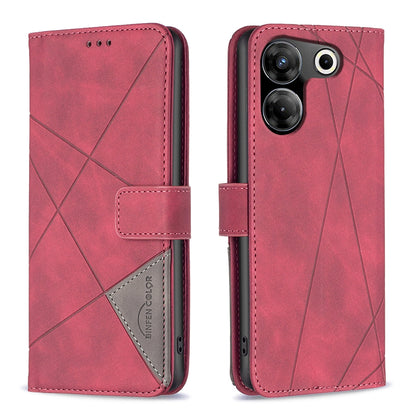 Tecno Camon 20 Pro 5G Wallet Case – Rhombus Texture PU Leather, Magnetic Buckle, Card Slots, Stand Function, Shockproof Protective Cover