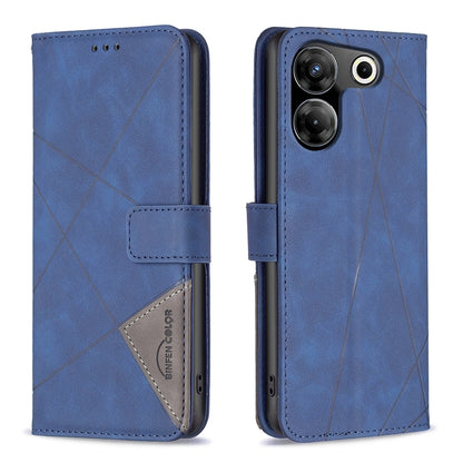 Tecno Camon 20 Pro 5G Wallet Case – Rhombus Texture PU Leather, Magnetic Buckle, Card Slots, Stand Function, Shockproof Protective Cover