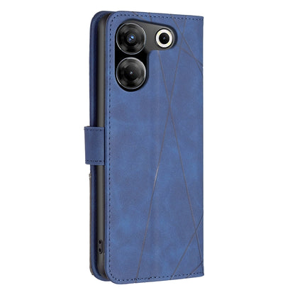 Tecno Camon 20 Pro 5G Wallet Case – Rhombus Texture PU Leather, Magnetic Buckle, Card Slots, Stand Function, Shockproof Protective Cover