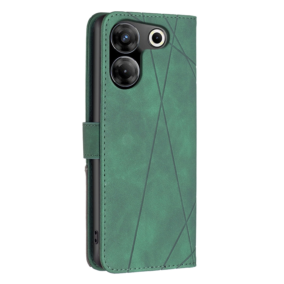 Tecno Camon 20 Pro 5G Wallet Case – Rhombus Texture PU Leather, Magnetic Buckle, Card Slots, Stand Function, Shockproof Protective Cover