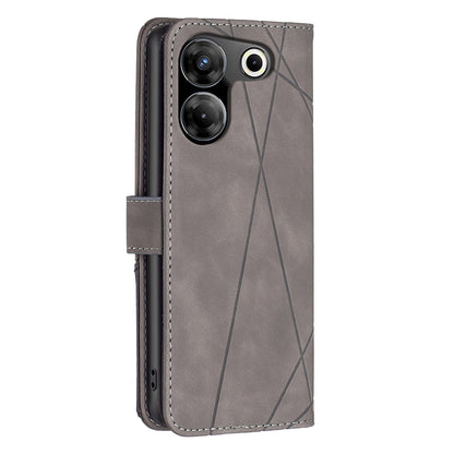 Tecno Camon 20 Pro 5G Wallet Case – Rhombus Texture PU Leather, Magnetic Buckle, Card Slots, Stand Function, Shockproof Protective Cover