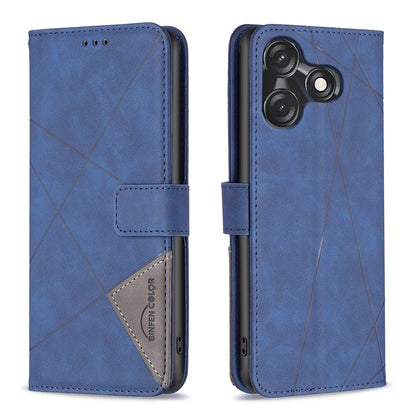 Tecno Spark 10C Wallet Case – Rhombus Texture PU Leather, Magnetic Buckle, Card Slots, Stand Function, Shockproof Protective Cover