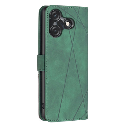 Tecno Spark 10C Wallet Case – Rhombus Texture PU Leather, Magnetic Buckle, Card Slots, Stand Function, Shockproof Protective Cover