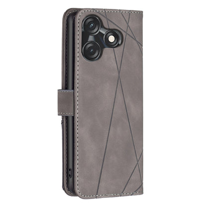 Tecno Spark 10C Wallet Case – Rhombus Texture PU Leather, Magnetic Buckle, Card Slots, Stand Function, Shockproof Protective Cover