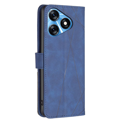 Tecno Spark 10 4G Wallet Case – Rhombus Texture PU Leather, Magnetic Buckle, Card Slots, Stand Function, Shockproof Protective Cover