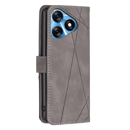 Tecno Spark 10 4G Wallet Case – Rhombus Texture PU Leather, Magnetic Buckle, Card Slots, Stand Function, Shockproof Protective Cover