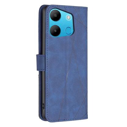 Tecno Spark Pop 7 Pro Wallet Case – Rhombus Texture PU Leather, Magnetic Buckle, Card Slots, Stand Function, Shockproof Protective Cover