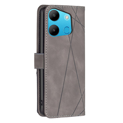Tecno Spark Go 2023 Wallet Case – Rhombus Texture PU Leather, Magnetic Buckle, Card Slots, Stand Function, Shockproof Protective Cover