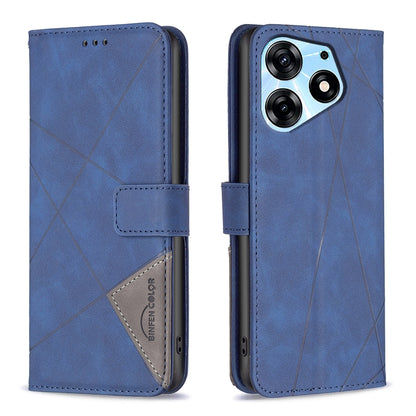 Tecno Spark 10 Pro Wallet Case – Rhombus Texture PU Leather, Magnetic Buckle, Card Slots, Stand Function, Shockproof Protective Cover