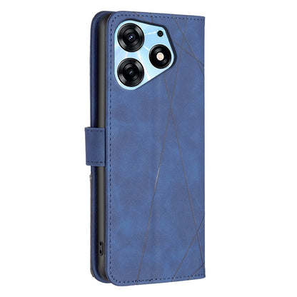 Tecno Spark 10 Pro Wallet Case – Rhombus Texture PU Leather, Magnetic Buckle, Card Slots, Stand Function, Shockproof Protective Cover