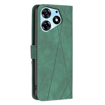 Tecno Spark 10 Pro Wallet Case – Rhombus Texture PU Leather, Magnetic Buckle, Card Slots, Stand Function, Shockproof Protective Cover