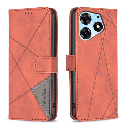 Tecno Spark 10 Pro Wallet Case – Rhombus Texture PU Leather, Magnetic Buckle, Card Slots, Stand Function, Shockproof Protective Cover