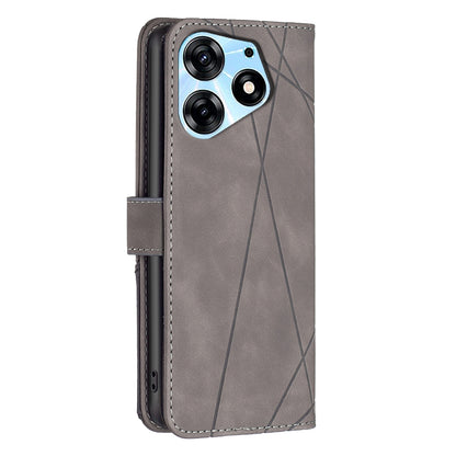 Tecno Spark 10 Pro Wallet Case – Rhombus Texture PU Leather, Magnetic Buckle, Card Slots, Stand Function, Shockproof Protective Cover