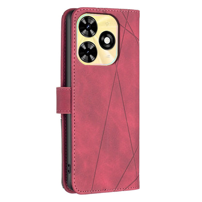 Tecno Spark Go 2024 Wallet Case – Rhombus Texture PU Leather, Magnetic Buckle, Card Slots, Stand Function, Shockproof Protective Cover