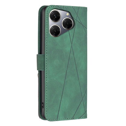 Tecno Spark 20 Pro Wallet Case – Rhombus Texture PU Leather, Magnetic Buckle, Card Slots, Stand Function, Shockproof Protective Cover