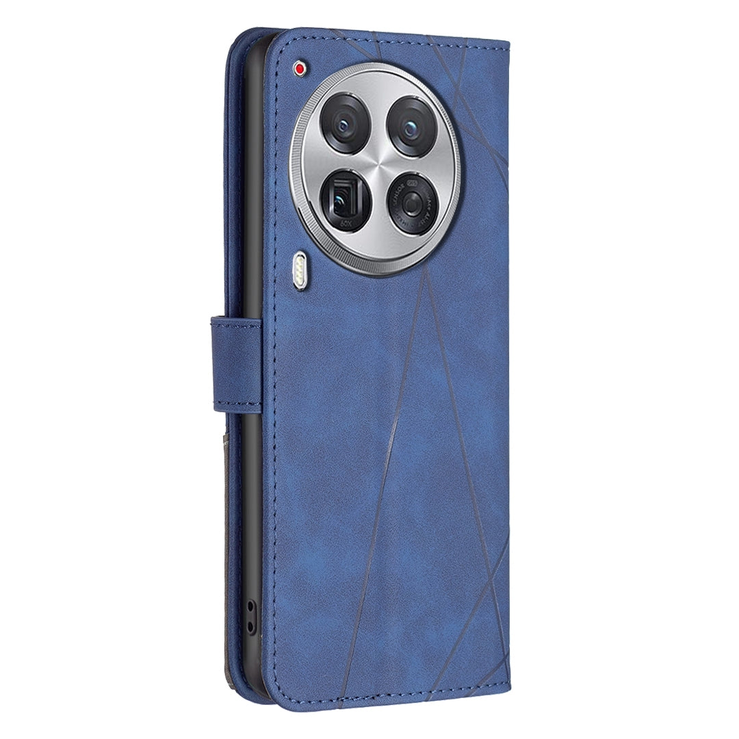 Tecno Camon 30 Premier 5G Wallet Case – Rhombus Texture PU Leather, Magnetic Buckle, Card Slots, Stand Function, Shockproof Protective Cover