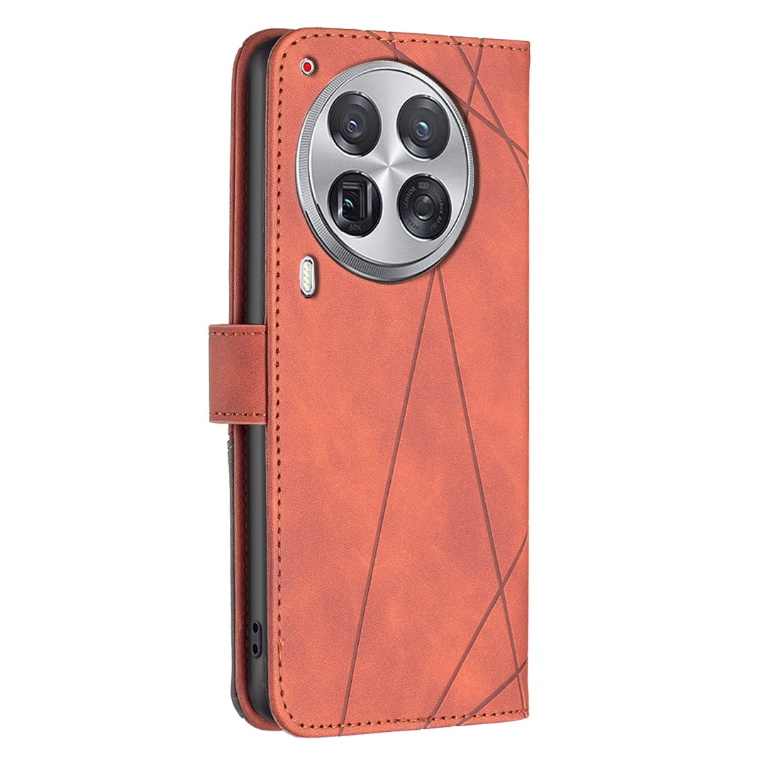 Tecno Camon 30 Premier 5G Wallet Case – Rhombus Texture PU Leather, Magnetic Buckle, Card Slots, Stand Function, Shockproof Protective Cover