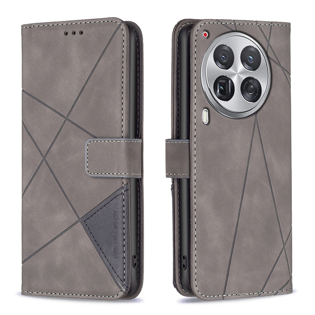Tecno Camon 30 Premier 5G Wallet Case – Rhombus Texture PU Leather, Magnetic Buckle, Card Slots, Stand Function, Shockproof Protective Cover