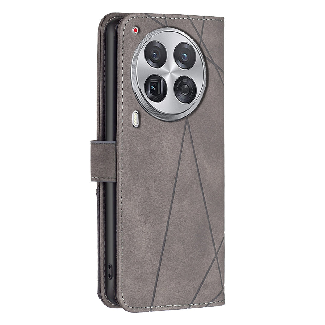 Tecno Camon 30 Premier 5G Wallet Case – Rhombus Texture PU Leather, Magnetic Buckle, Card Slots, Stand Function, Shockproof Protective Cover