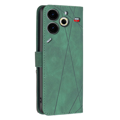 Tecno Pova 6 Neo Wallet Case – Rhombus Texture PU Leather, Magnetic Buckle, Card Slots, Stand Function, Shockproof Protective Cover