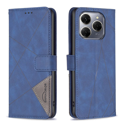 Tecno Spark 20 Pro 5G Wallet Case – Rhombus Texture PU Leather, Magnetic Buckle, Card Slots, Stand Function, Shockproof Protective Cover