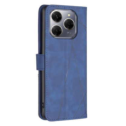 Tecno Spark 20 Pro 5G Wallet Case – Rhombus Texture PU Leather, Magnetic Buckle, Card Slots, Stand Function, Shockproof Protective Cover