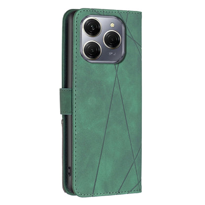 Tecno Spark 20 Pro 5G Wallet Case – Rhombus Texture PU Leather, Magnetic Buckle, Card Slots, Stand Function, Shockproof Protective Cover