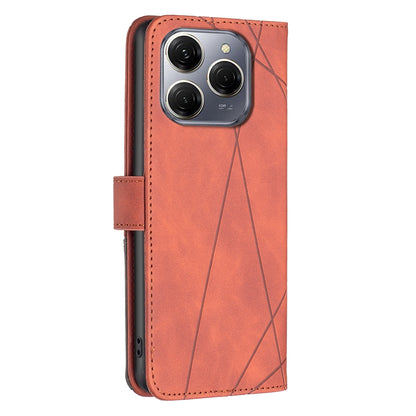 Tecno Spark 20 Pro 5G Wallet Case – Rhombus Texture PU Leather, Magnetic Buckle, Card Slots, Stand Function, Shockproof Protective Cover