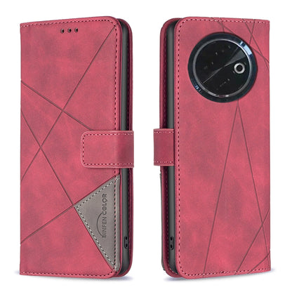 Tecno Spark 30C Wallet Case – Rhombus Texture PU Leather, Magnetic Buckle, Card Slots, Stand Function, Shockproof Protective Cover