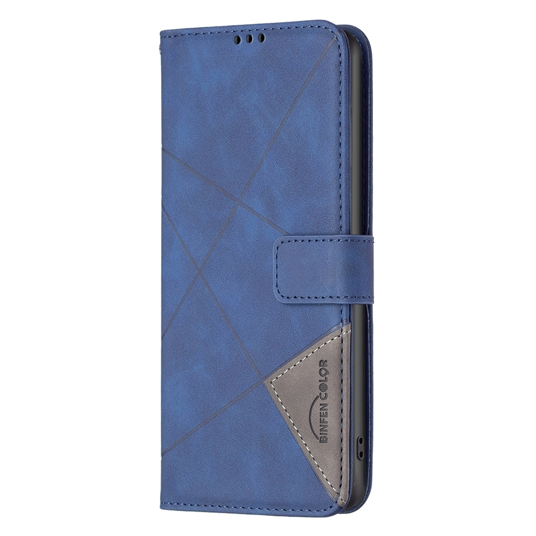 Tecno Spark 30C Wallet Case – Rhombus Texture PU Leather, Magnetic Buckle, Card Slots, Stand Function, Shockproof Protective Cover