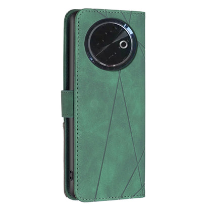 Tecno Spark 30C Wallet Case – Rhombus Texture PU Leather, Magnetic Buckle, Card Slots, Stand Function, Shockproof Protective Cover