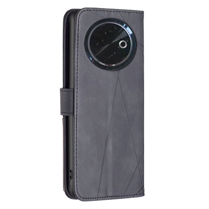 Tecno Spark 30C Wallet Case – Rhombus Texture PU Leather, Magnetic Buckle, Card Slots, Stand Function, Shockproof Protective Cover