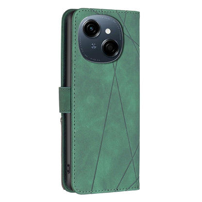 Tecno Spark Go 1 Wallet Case – Rhombus Texture PU Leather, Magnetic Buckle, Card Slots, Stand Function, Shockproof Protective Cover