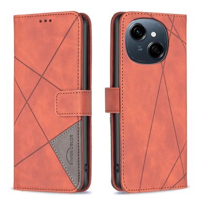 Tecno Spark Go 1 Wallet Case – Rhombus Texture PU Leather, Magnetic Buckle, Card Slots, Stand Function, Shockproof Protective Cover