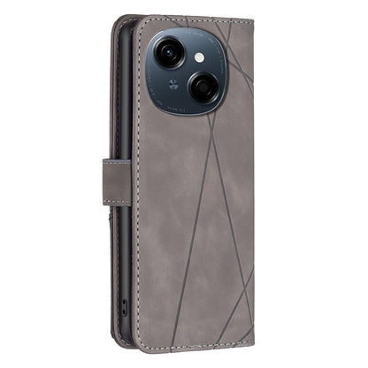 Tecno Pop 9 Wallet Case – Rhombus Texture PU Leather, Magnetic Buckle, Card Slots, Stand Function, Shockproof Protective Cover