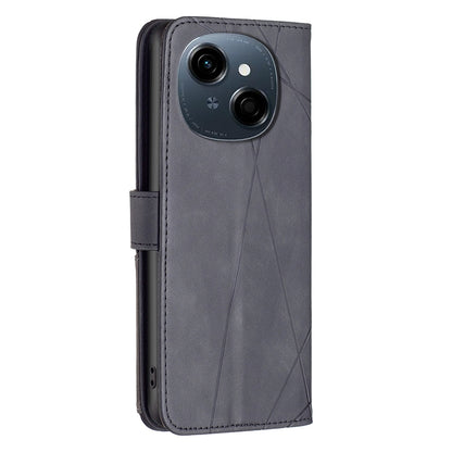 Tecno Pop 9 Wallet Case – Rhombus Texture PU Leather, Magnetic Buckle, Card Slots, Stand Function, Shockproof Protective Cover