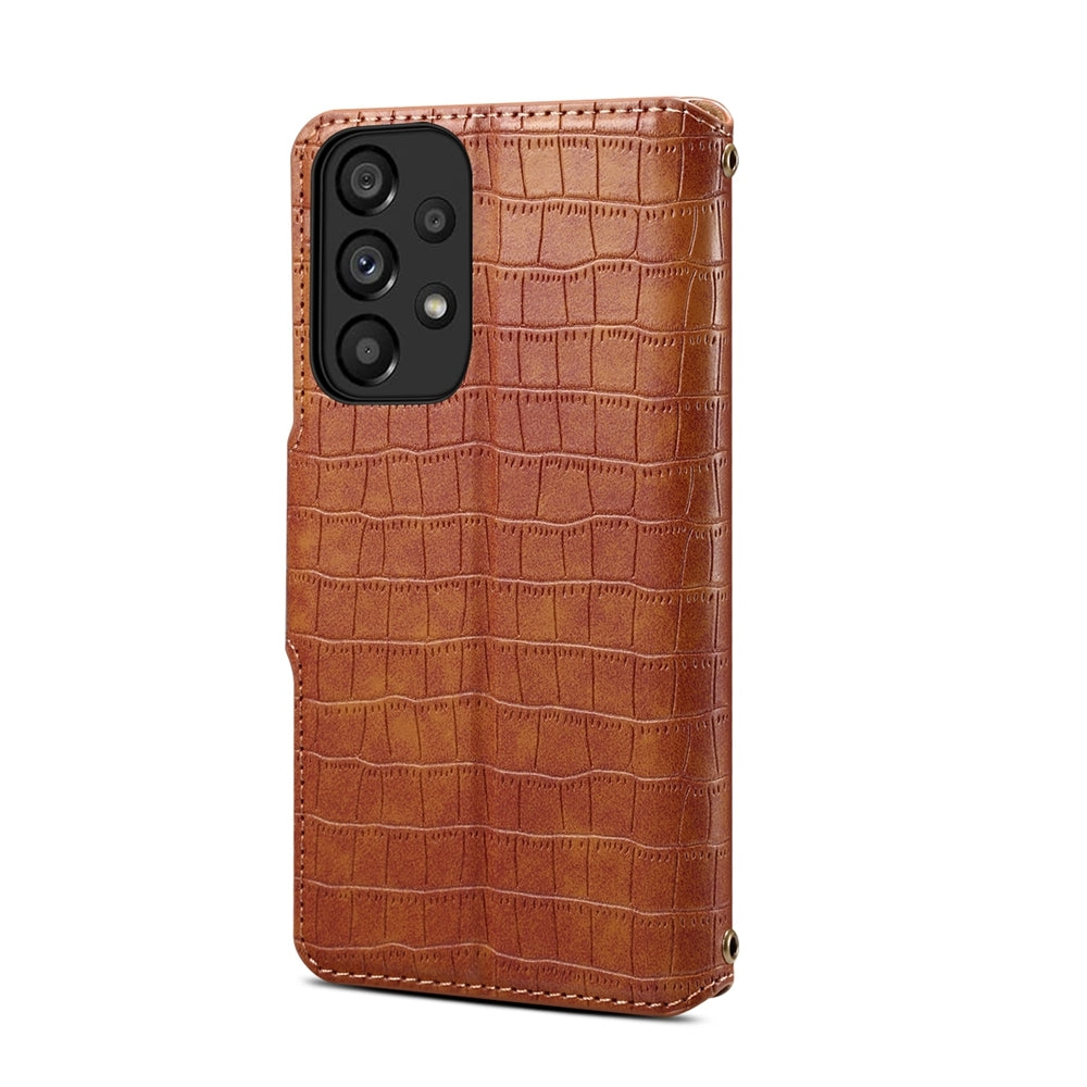 Samsung Galaxy A32 Denior Leather Case - Crocodile Texture with Oil Edge, Wallet & Kickstand Features