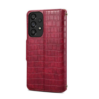 Samsung Galaxy A32 Denior Leather Case - Crocodile Texture with Oil Edge, Wallet & Kickstand Features