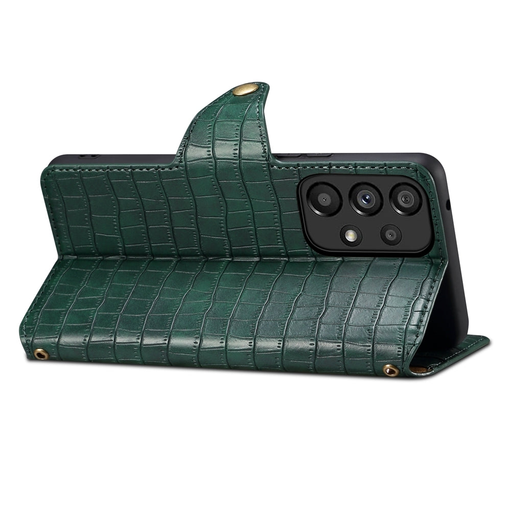 Samsung Galaxy A32 Denior Leather Case - Crocodile Texture with Oil Edge, Wallet & Kickstand Features