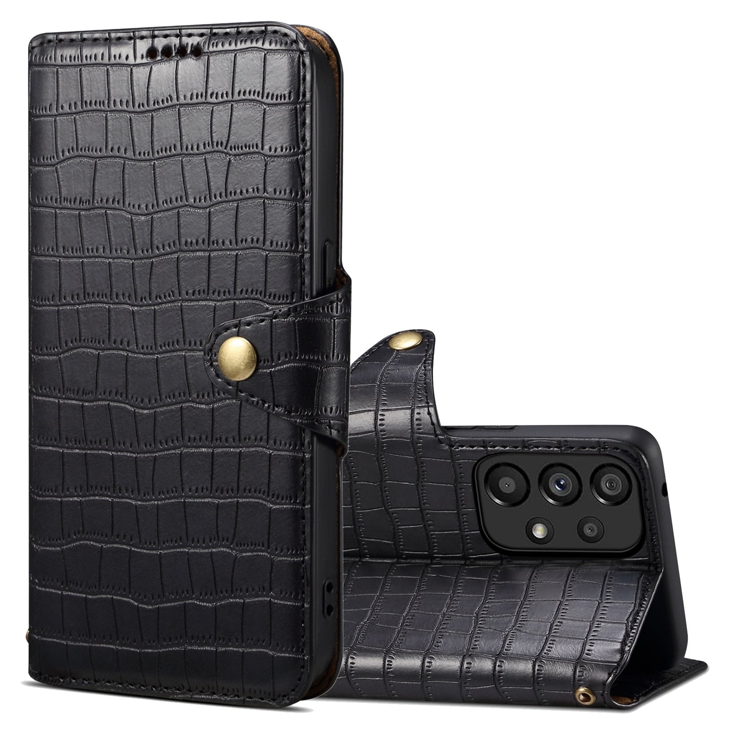 Samsung Galaxy A32 Denior Leather Case - Crocodile Texture with Oil Edge, Wallet & Kickstand Features
