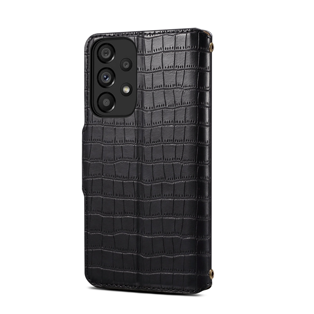 Samsung Galaxy A32 Denior Leather Case - Crocodile Texture with Oil Edge, Wallet & Kickstand Features