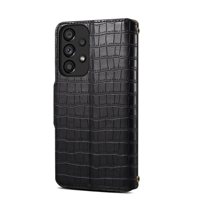 Samsung Galaxy A32 Denior Leather Case - Crocodile Texture with Oil Edge, Wallet & Kickstand Features