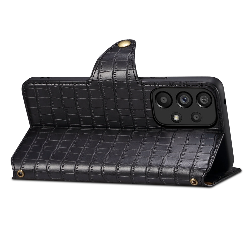 Samsung Galaxy A32 Denior Leather Case - Crocodile Texture with Oil Edge, Wallet & Kickstand Features