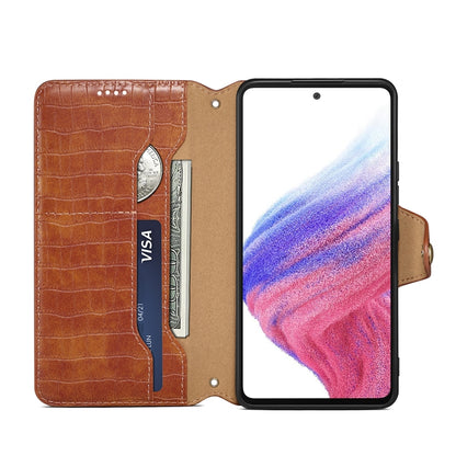 Samsung Galaxy A33 5G Denior Leather Case - Crocodile Texture with Oil Edge, Wallet & Kickstand Features