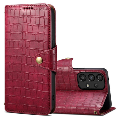 Samsung Galaxy A33 5G Denior Leather Case - Crocodile Texture with Oil Edge, Wallet & Kickstand Features