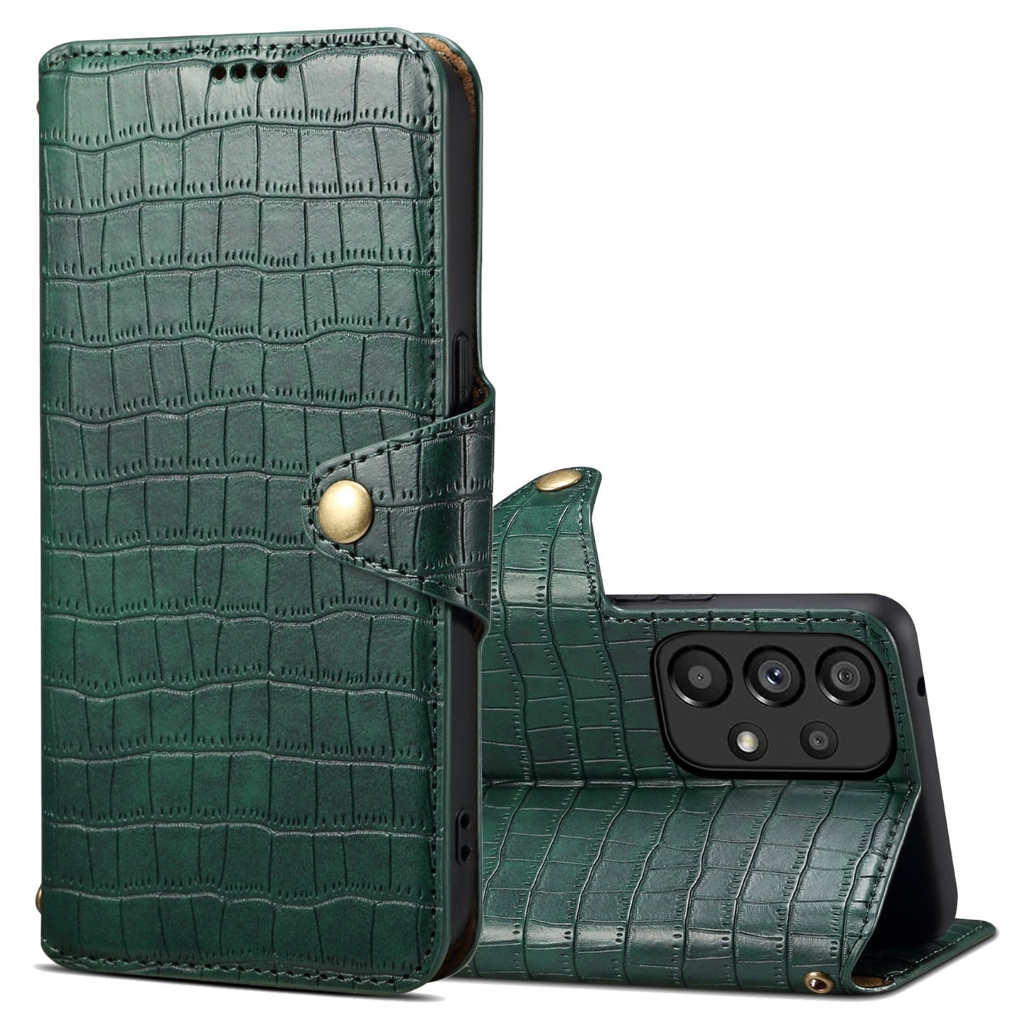 Samsung Galaxy A33 5G Denior Leather Case - Crocodile Texture with Oil Edge, Wallet & Kickstand Features