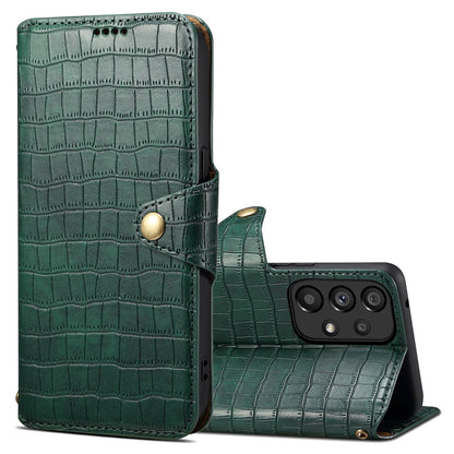 Samsung Galaxy A33 5G Denior Leather Case - Crocodile Texture with Oil Edge, Wallet & Kickstand Features