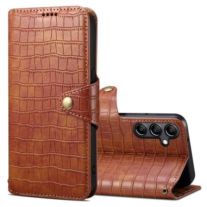 Samsung Galaxy A05s Denior Leather Case - Crocodile Texture with Oil Edge, Wallet & Kickstand Features