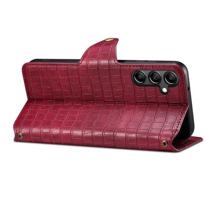 Samsung Galaxy A13 5G Denior Leather Case - Crocodile Texture with Oil Edge, Wallet & Kickstand Features
